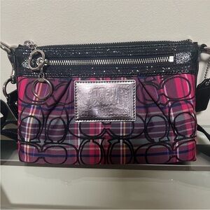 Coach Pink Plaid Signature Crossbody Bag